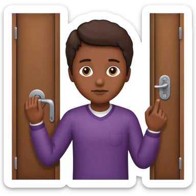 Someone locking a door sticker