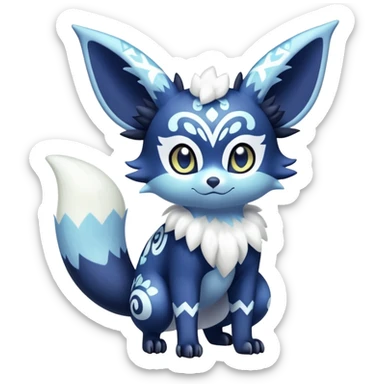 Shiny snowy pastel Noibat-Meowstic-Umbreon-Fakémon-hybrid-creature (full body)  sticker