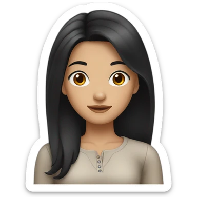 girl with black hair and brown eyes  sticker