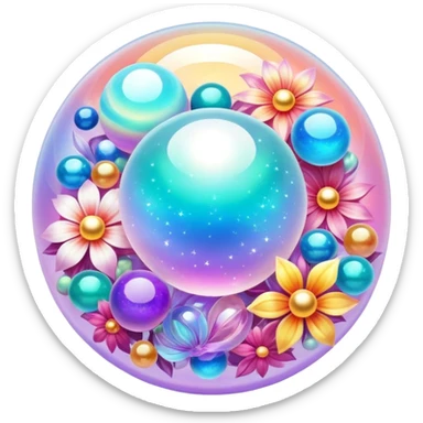 Epic divine shiny legendary celestial flowery complex detailed iridescent gradients marbles aesthetic-scenery-Decorations sticker