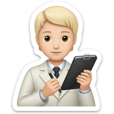 create a realistic emoji of a person with a protocol in his hand writing something down sticker