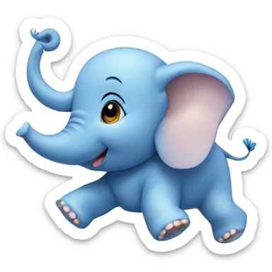 Blue baby elephant floating on a cloud with a halo sticker