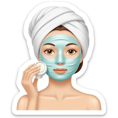 Lady with face cream mask spa beauty full face relaxing sticker
