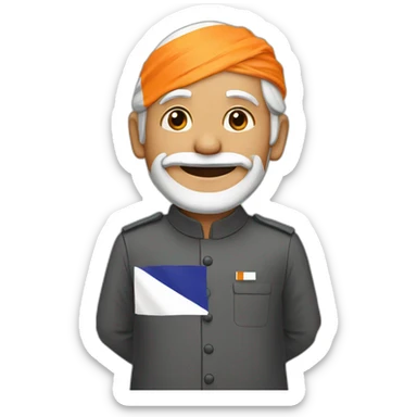 Modi with flag in bg sticker