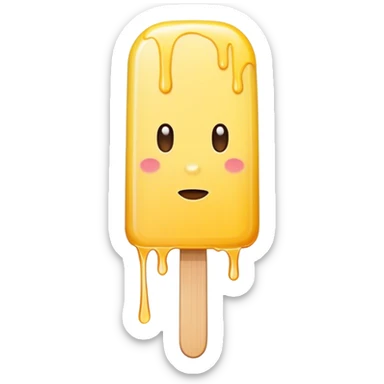 Thin yellow popsicle with rounded top and dripping  sticker