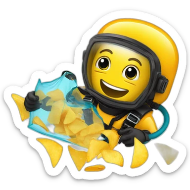 Scuba Diver enjoying chips and salsa sticker