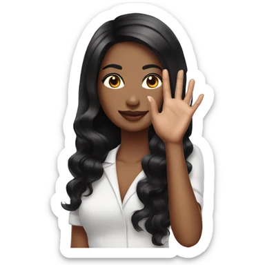 manicure master with square black hair girl sticker