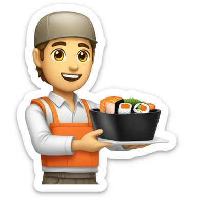  courier delivered sushi on the plate  sticker