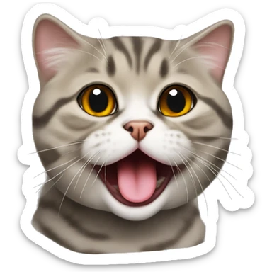 Scottish fold tabby cat with tongue sticking out sticker