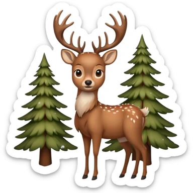 Ein Re das in einem Wald ist und es Schneit sticker