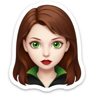 vampire girl with brown hair and green eyes sticker