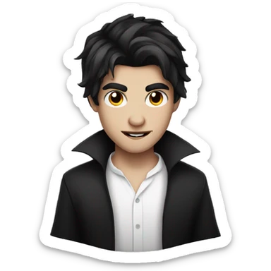 teen boy vampire with dark hair and white shirt sticker