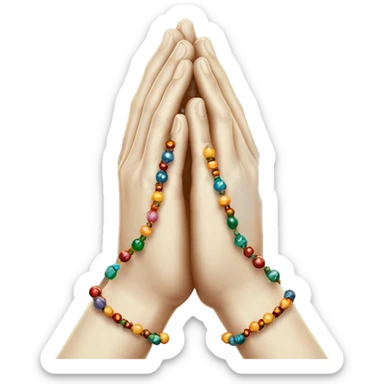 PRAYING HANDS WITH BEADED HOLY ROSARY WRAPPED AROUND HANDS  sticker