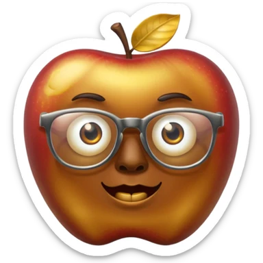 scary golden apple with glasses sticker