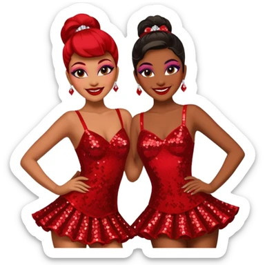 cabaret dancers in red sticker