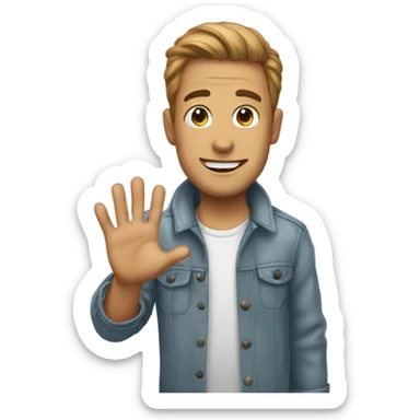 A guy waving bye sticker