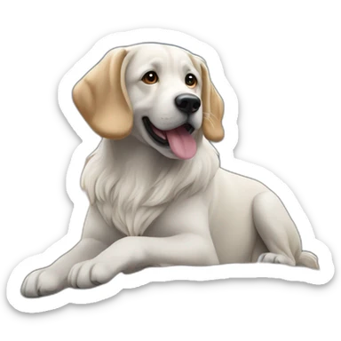 Un chien à côté d’une montagne sticker