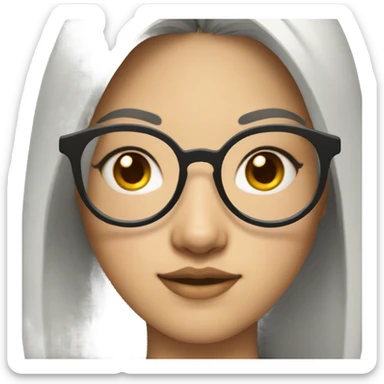 Asian girl with wolf cut and eyeliner and glasses sticker