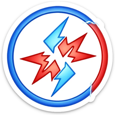 Red and blue lightening in a circle shape with effects like real one  sticker