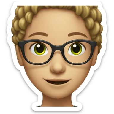 smiling girl with glasses with green eyes sticker