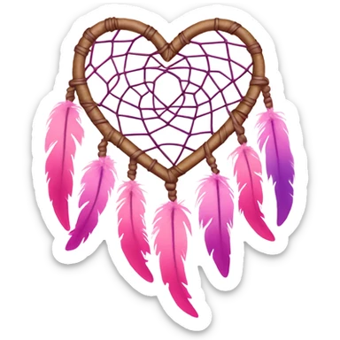 Pink ombre heart shaped dream catcher  sticker