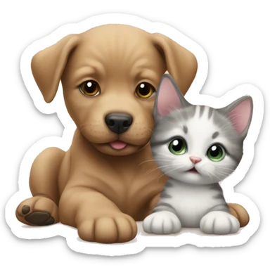 Baby dog and baby kitten  sticker