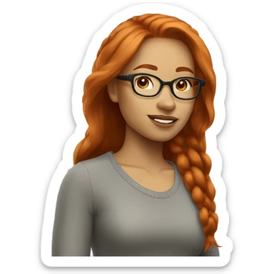 redhead with gray frame eyeglasses amber eyes and light skin sticker