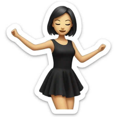 Girl dress in black dancing to techno music with the eyes closed sticker