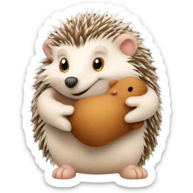 Hedgehog hugging teddy  sticker
