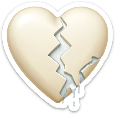 cream broken heart with sparkling white plaster sticker