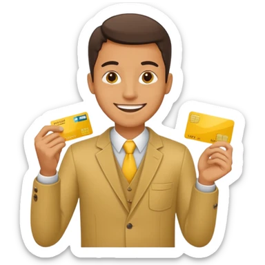 man with yellow debit card sticker