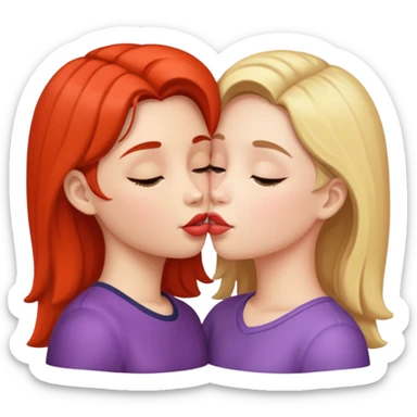 girls kissing each other sticker