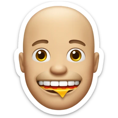 Happy bald man eating a burger sticker