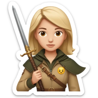 tôi muốn emoji nữ thợ săn cầm kiếm sticker