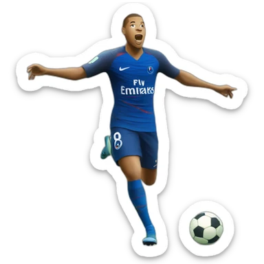 Mbappé scoring a goal sticker