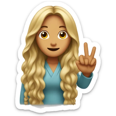 long haired woman showing 2 fingers in the middle  sticker