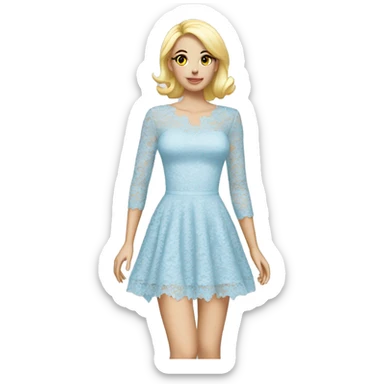 Coquette light blue lace dress  sticker