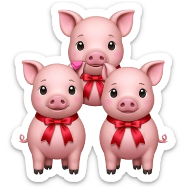 6 pigs with ribbons sticker
