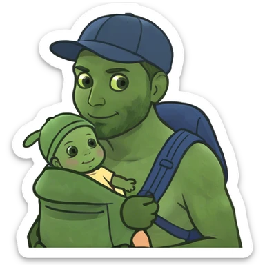 Man taking care of a baby  sticker