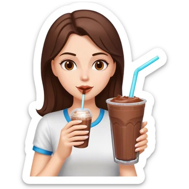 White girl brunette drinking chocolate shake healthy sticker