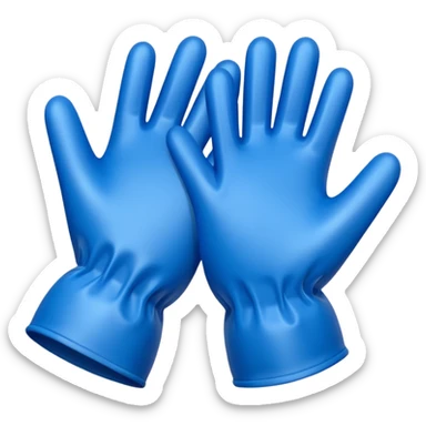 Blue latex glove being snapeed on sticker