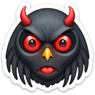 Create a scary emoji of the mothman with bright red eyes sticker
