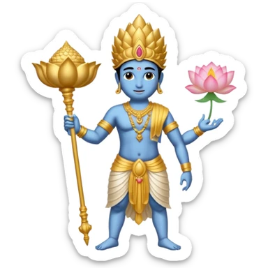 Lord Vishnu With A Disk In His Upper Right Hand, A Conch In His Upper Left Hand, A Mace In His Lower Right Hand And A Lotus In His Lower Left Hand sticker