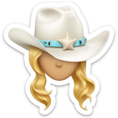 White cowgirl hat with seashell band sticker