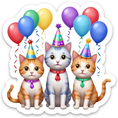 12 cats at a birthday party sticker