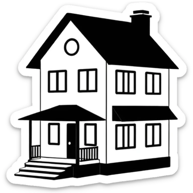 house outline LINE drawing silhouette  sticker