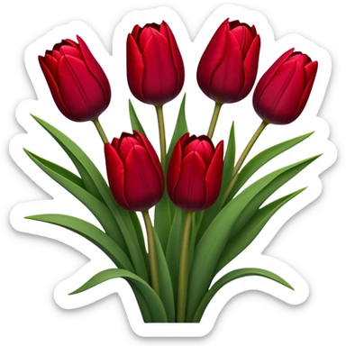 Dark red tulip bouquet  sticker