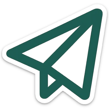 minimalist Telegram logo, only dark green paper plane icon, no background, no other colors sticker
