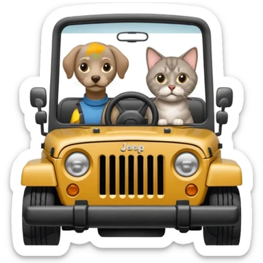 weimaraner dog and Persian can in a jeep sticker