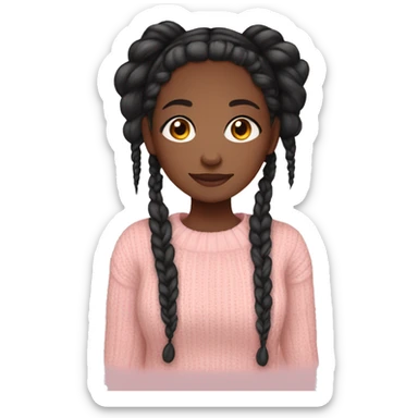 pretty black girl with braids in light pink sweater cozy sticker